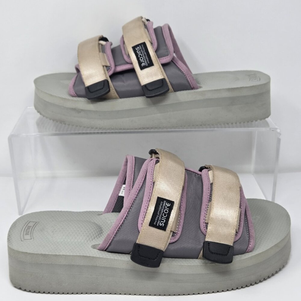 Suicoke Moto VPO Sandals Purple Grey Hook & Loop Slides Womens 11 Outdoor Casual